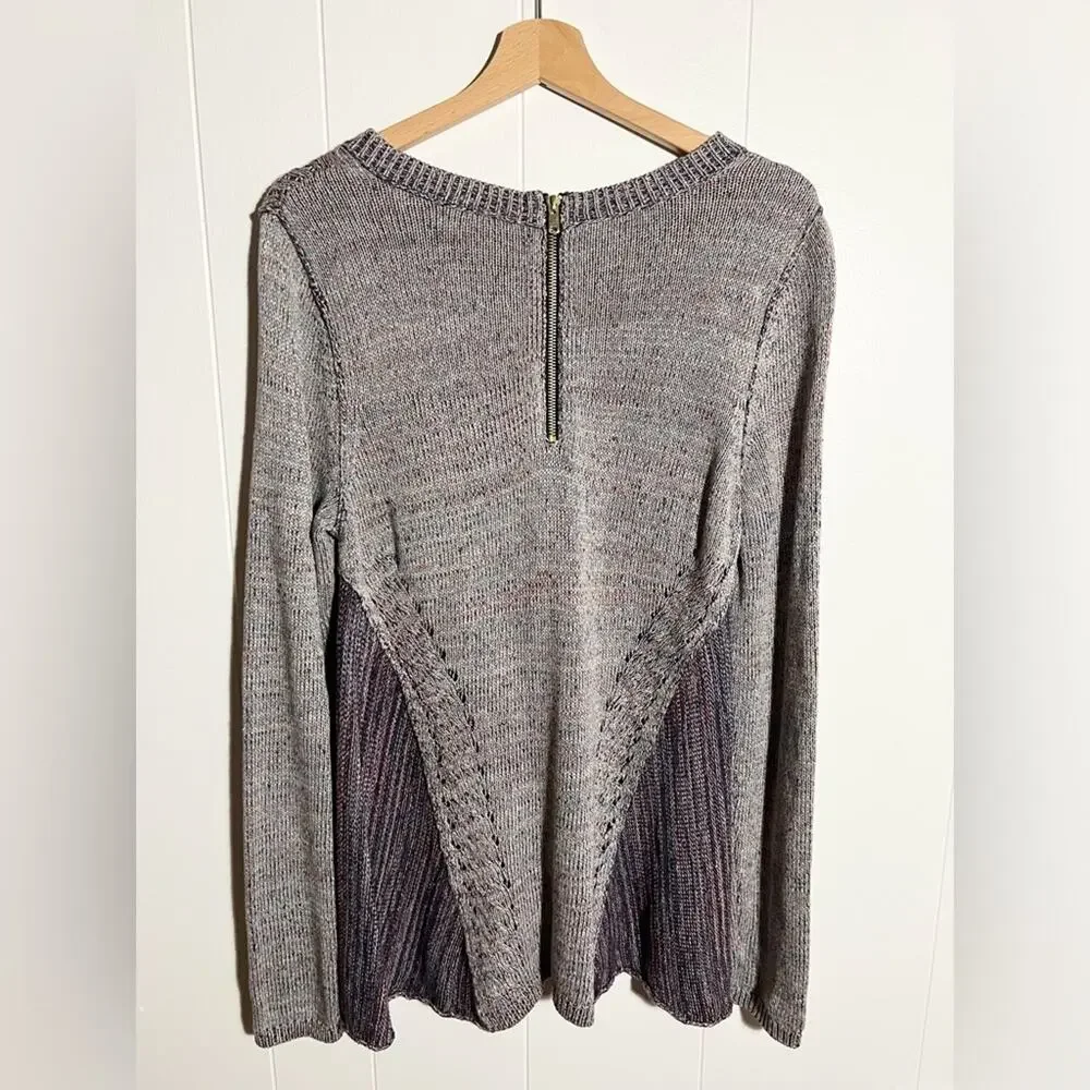 Anthropologie Moth anita tunic sweater in purple long sleeve crochet texture - Picture 4 of 6